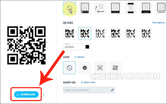 Chọn mục download để tải ảnh mã QR 